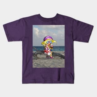 cartoon girl on a cuban beach Kids T-Shirt